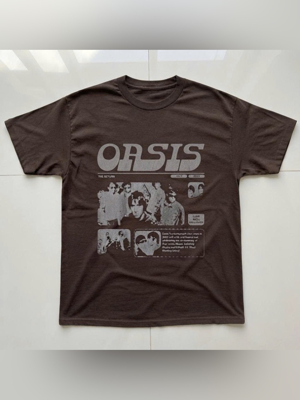 Vintage Brown Oasis Band Music Graphic Tee